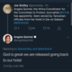 The tweet sent from Angela Quintal's account saying they were released even though they were still detained